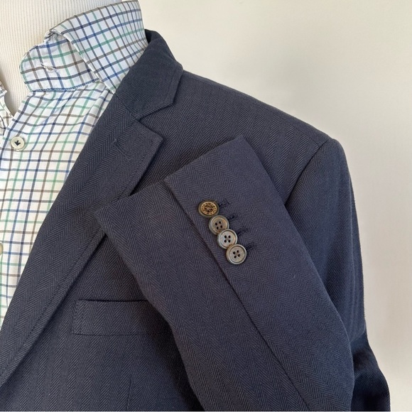 JACHS Troy Herringbone Unstructured Herringbone Blazer Large New - Picture 15 of 16